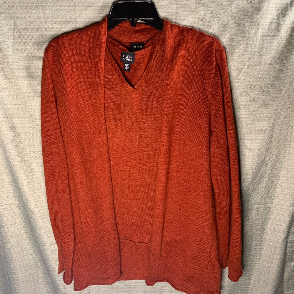 Eileen Fisher Italian Yarn Cardigan with Tank Sz M